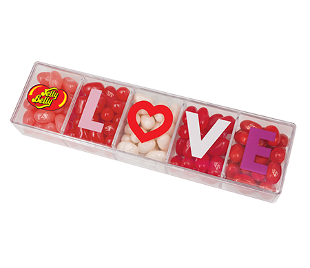 Product picture of •	4 oz. 5-Flavor Jelly Belly LOVE Clear Gift Box