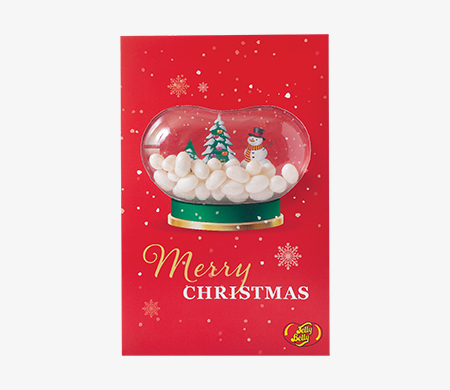 Product picture of 1 ounce Jelly Belly® Christmas Snow Globe Greeting Card